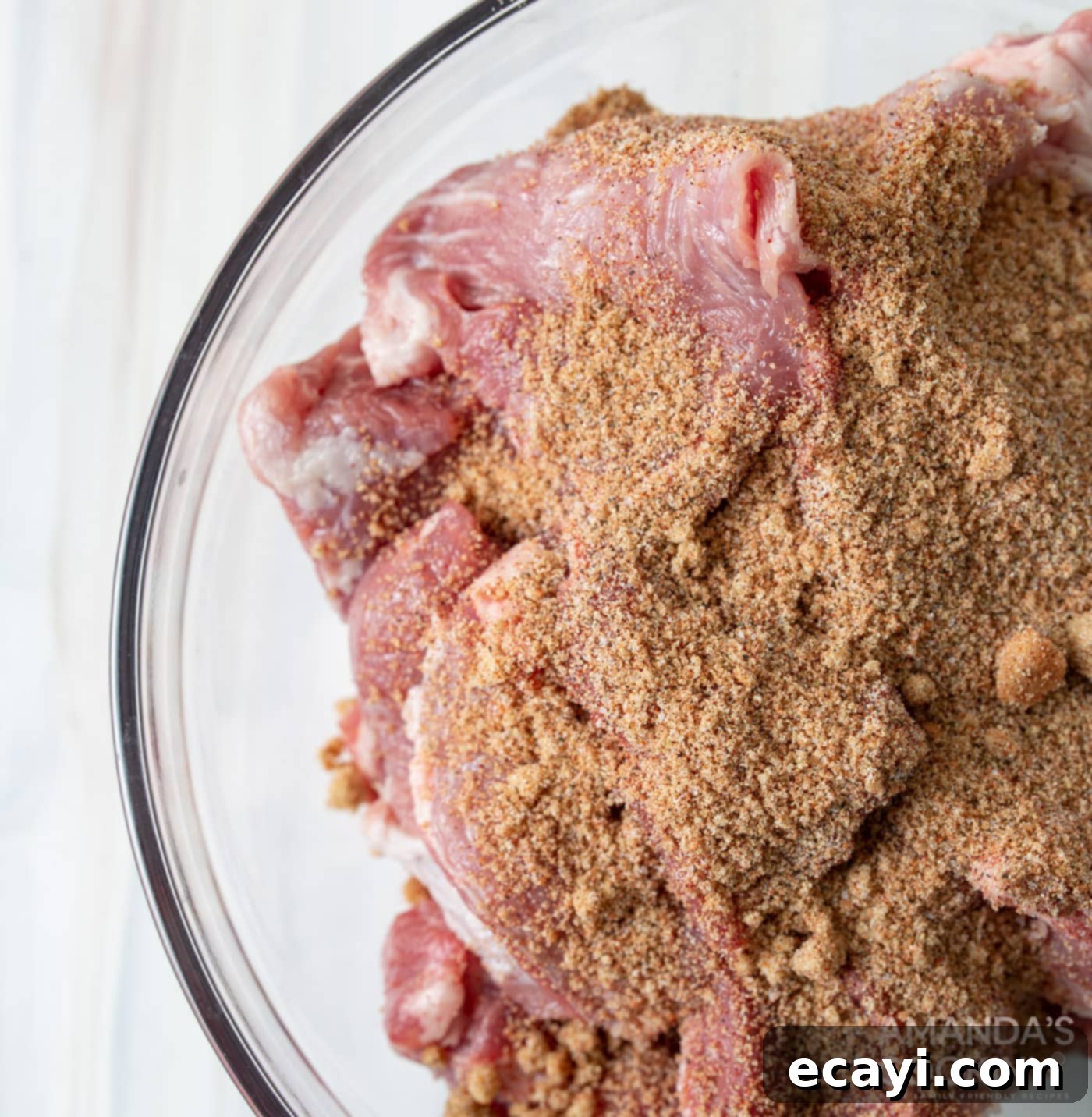 Perfectly Tender Instant Pot Pulled Pork 5 seasoning on cubed pork shoulder