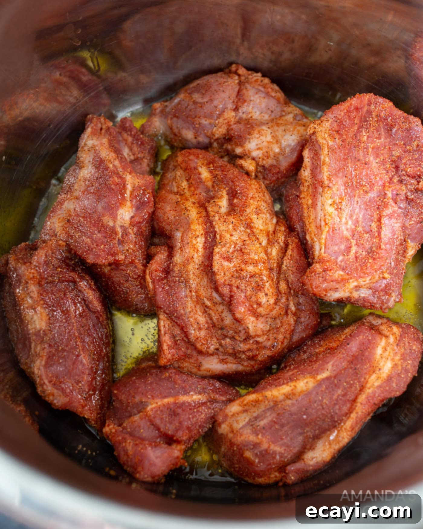 Perfectly Tender Instant Pot Pulled Pork 7 searing pork shoulder in the instant pot