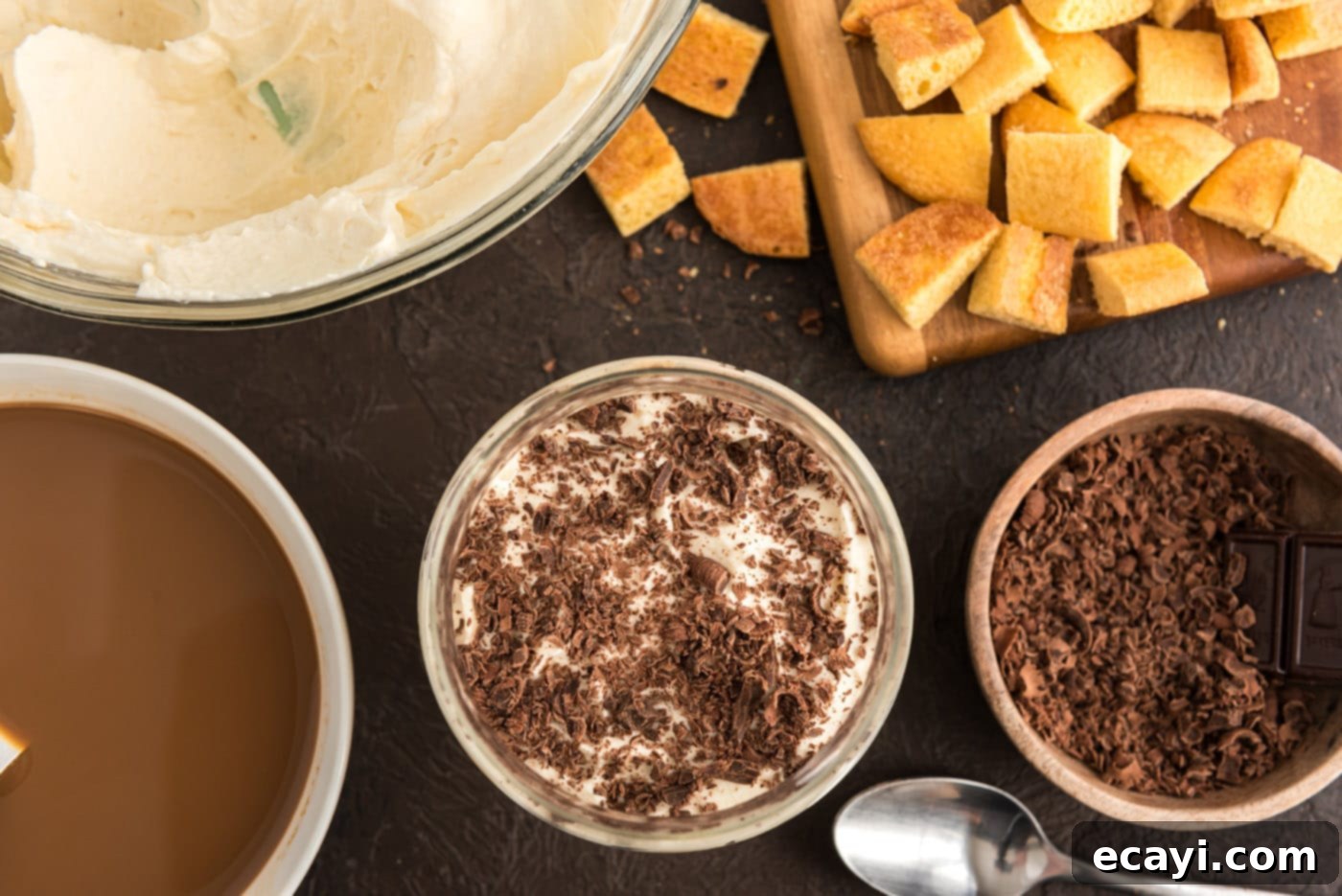 Bailey's Irish Dream Parfaits 13 shaved chocolate on top of Bailey's Tiramisu parfaits