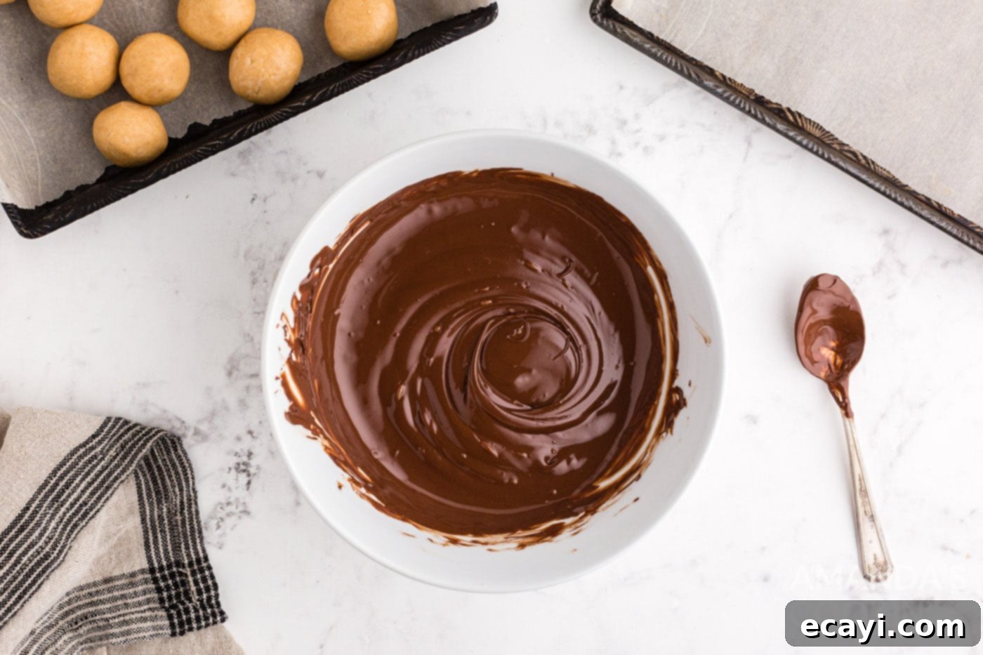 Peanut Butter Chocolate Delights 9 melted semi sweet chocolate in a bowl