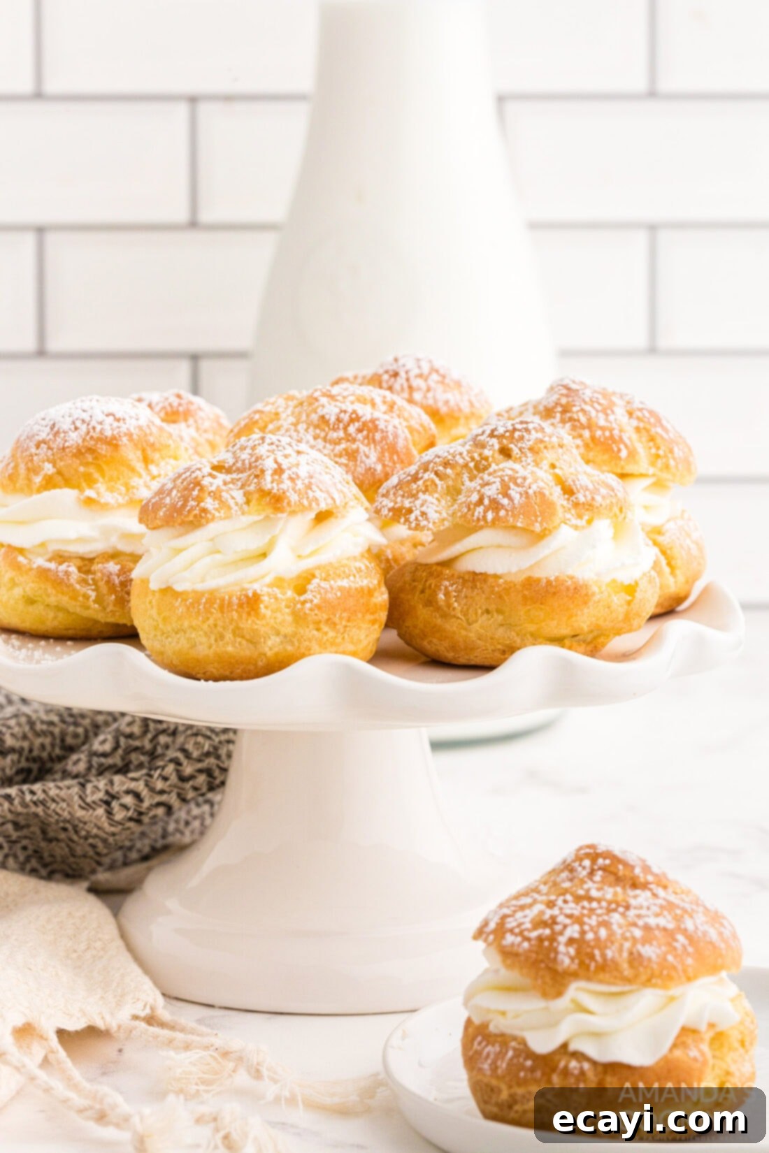 Golden Choux Delights 13 cake plate of Cream Puffs