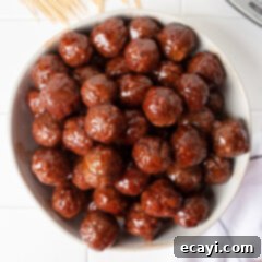 Sticky Grape Glazed Meatballs 6 bowl of grape jelly meatballs