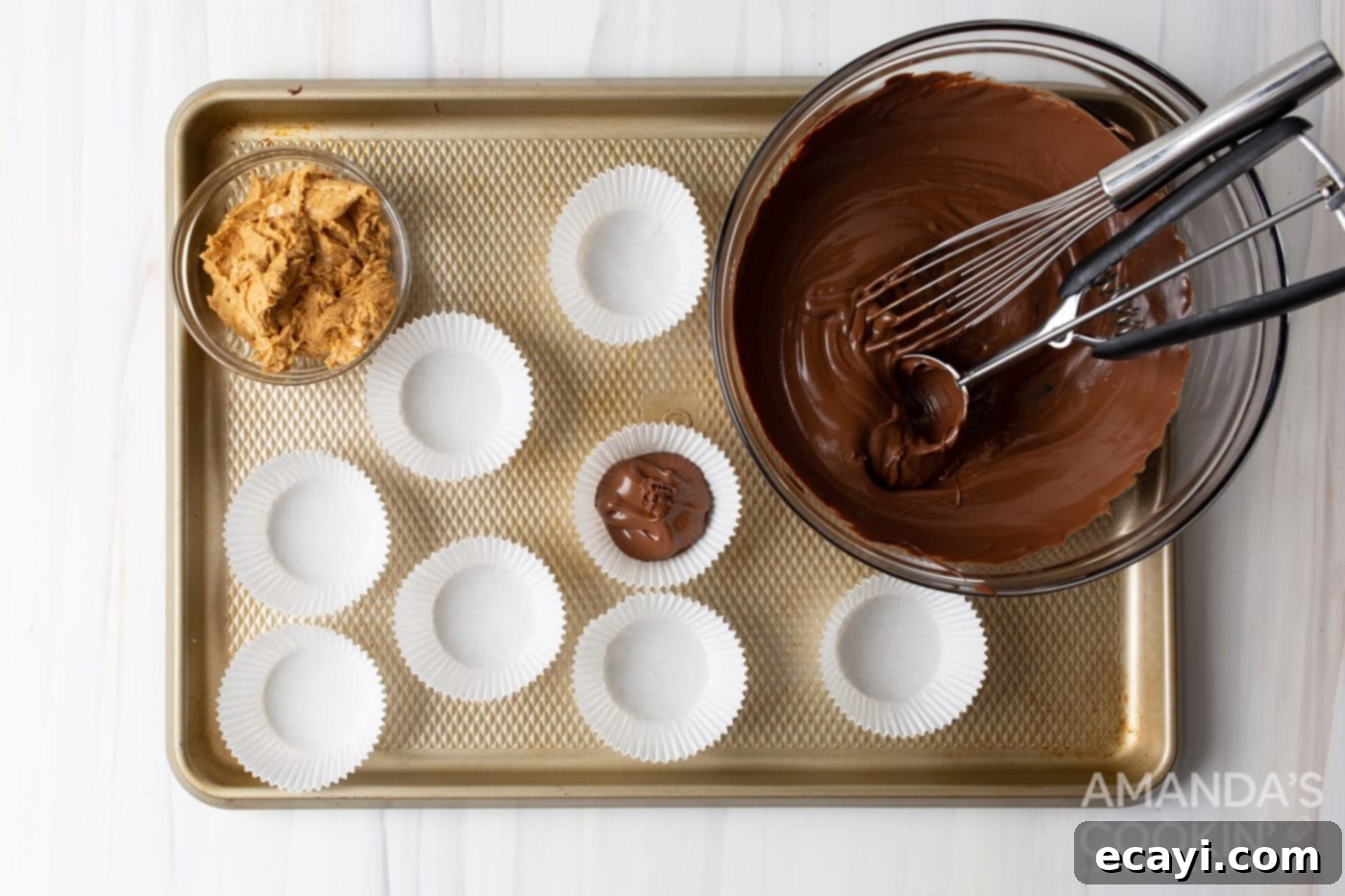 Pure Peanut Butter Bliss 5 cookie scoop of chocolate in a cupcake liner