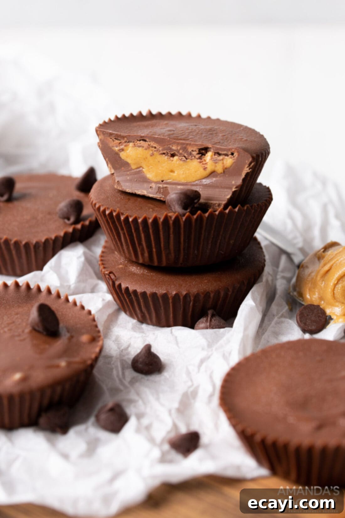 Pure Peanut Butter Bliss 9 Peanut Butter Cups stacked together