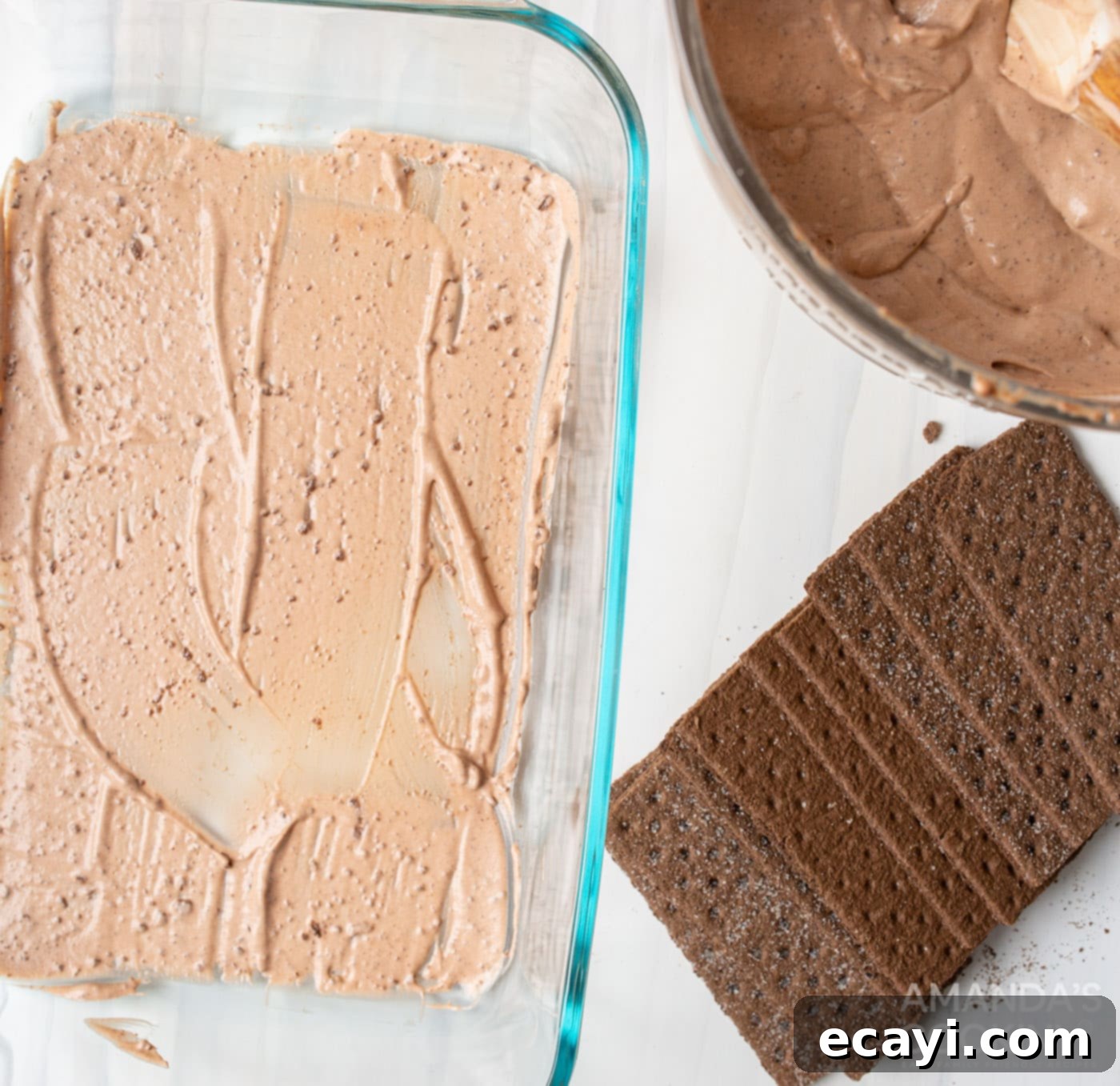 Chilled Chocolate Dream 7 layer of pudding mix in baking dish