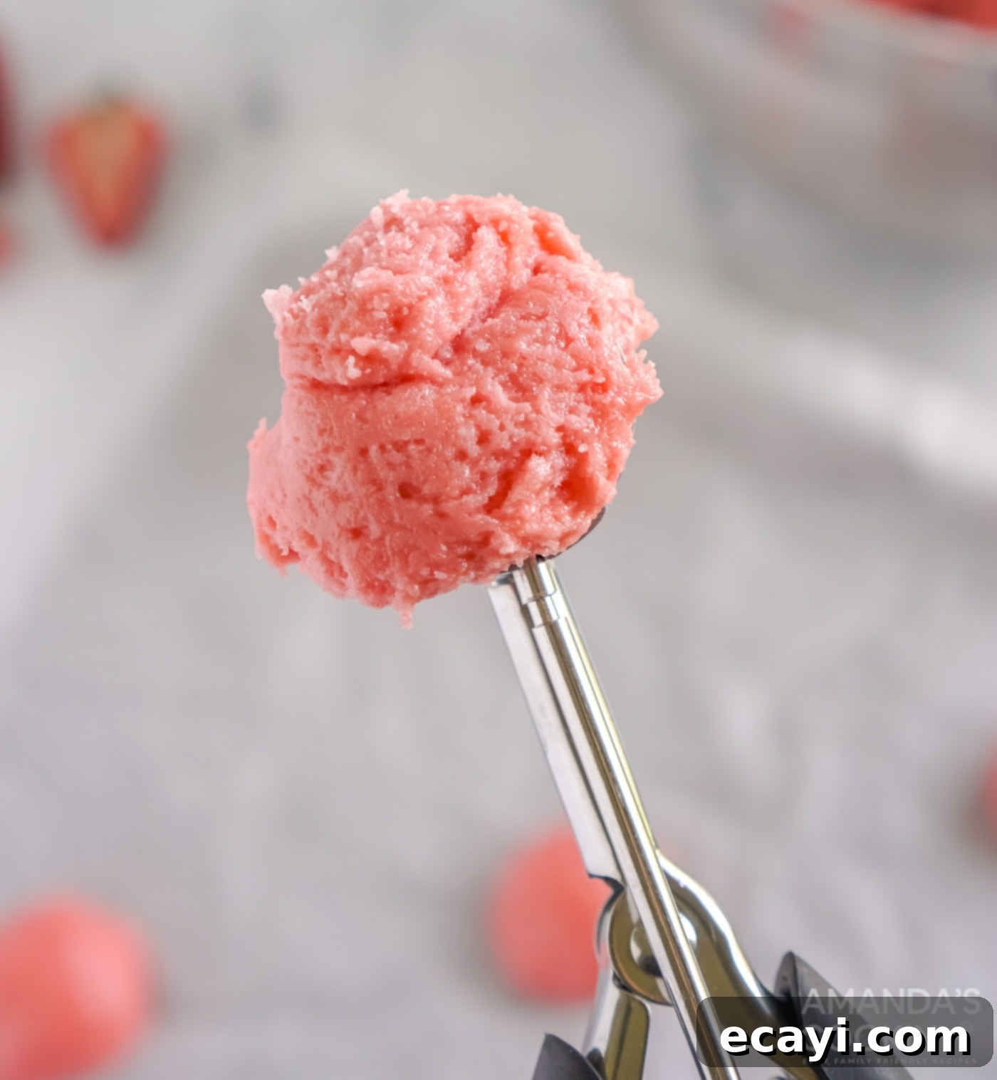 Easy Strawberry Cake Mix Cookies 6 strawberry cookie dough on cookie scoop