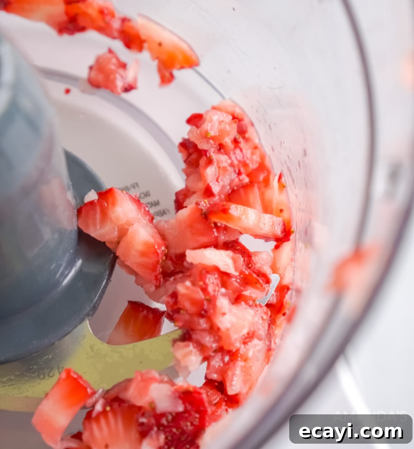 Easy Strawberry Cake Mix Cookies 8 blending strawberries in a food processor