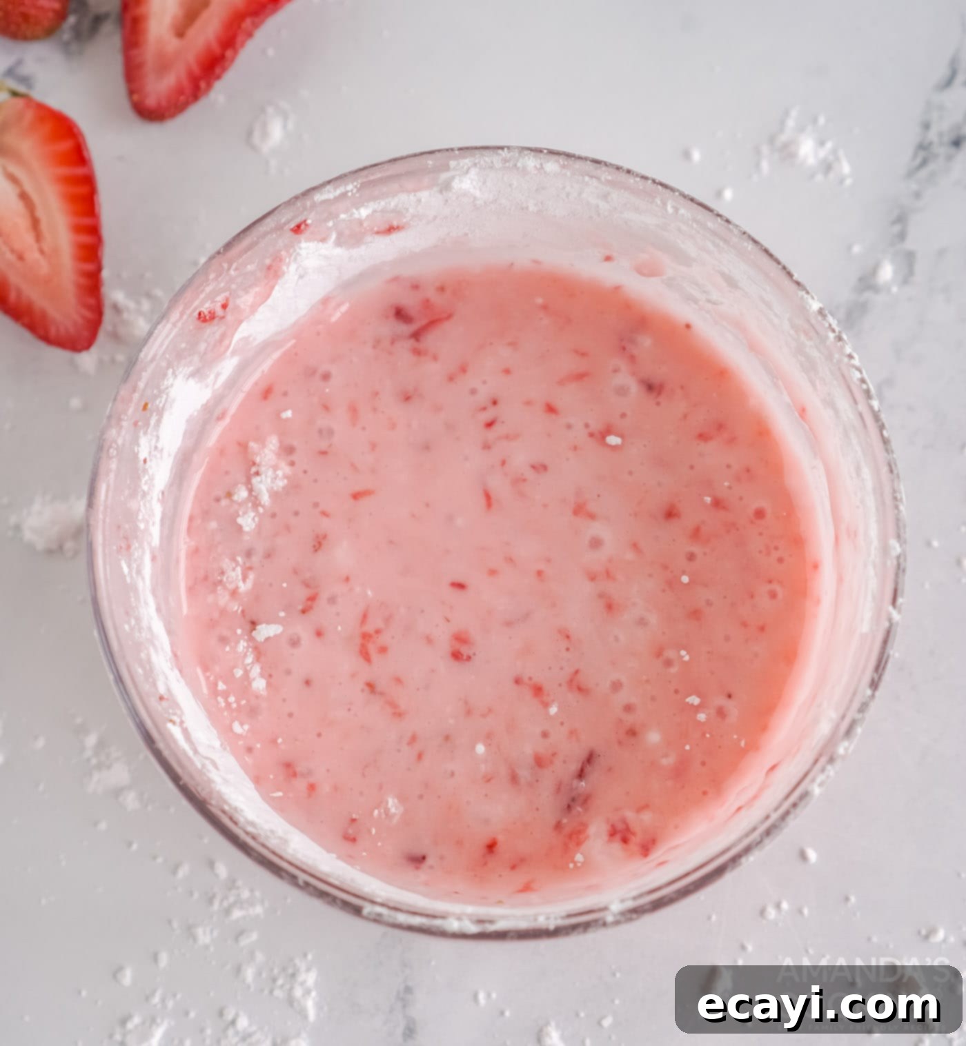 Easy Strawberry Cake Mix Cookies 10 strawberry lemon glaze in a bowl