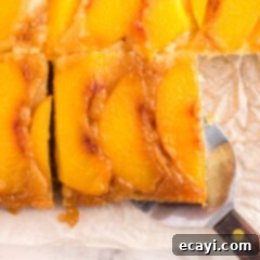 Golden Peach Crown Cake 13 Slice of Peach Upside Down Cake with caramelized peaches on top