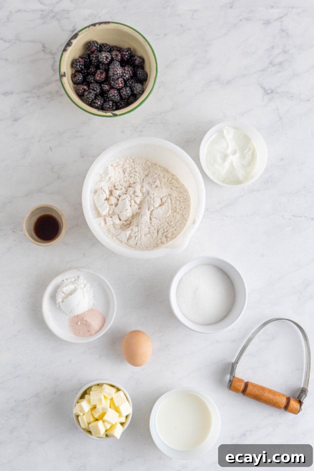 Fresh Blackberry Scones 4 Blackberry Scone ingredients