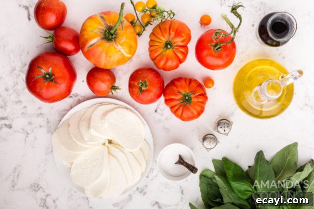 Fresh Caprese Salad 4 ingredients for Caprese Salad