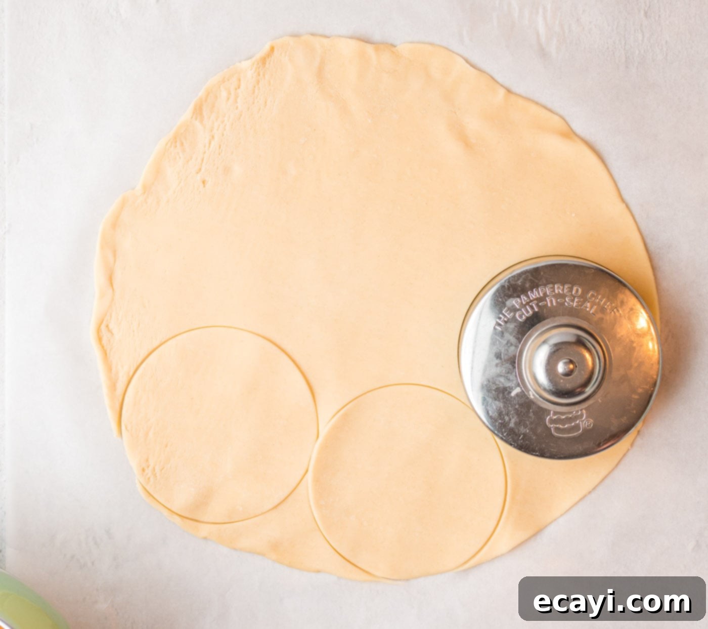 Golden Apple Pockets 6 Cutting pie crust circles with a cookie cutter