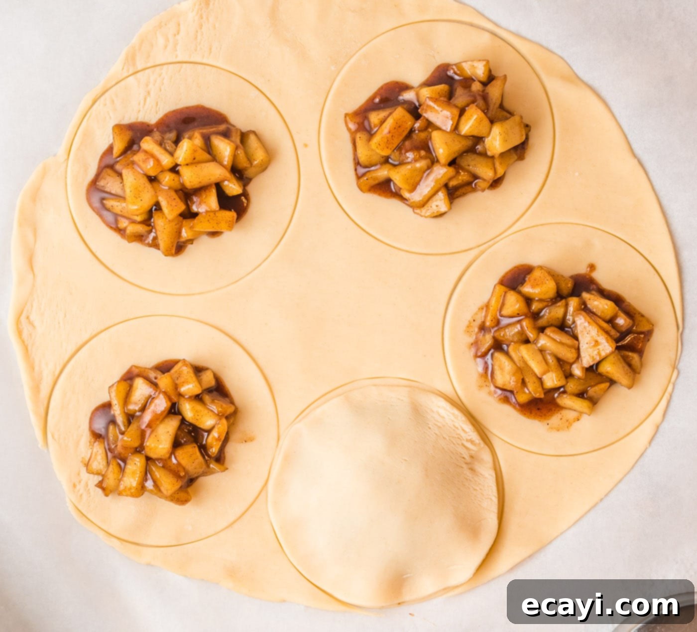 Golden Apple Pockets 8 Sealing apple hand pies with a top crust