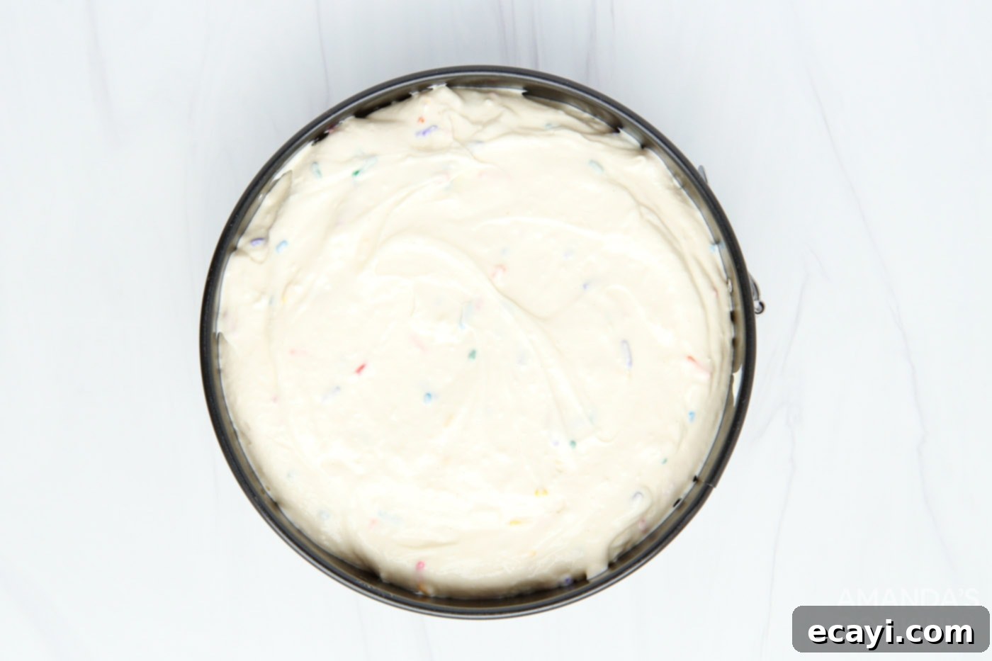 Effortless Instant Pot Funfetti Cheesecake 7 Instant Pot Funfetti Cheesecake in a springform pan