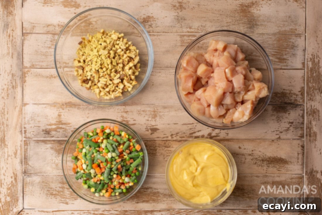 Savory Chicken and Stuffing Bake 4 ingredients for Chicken Stuffing Casserole