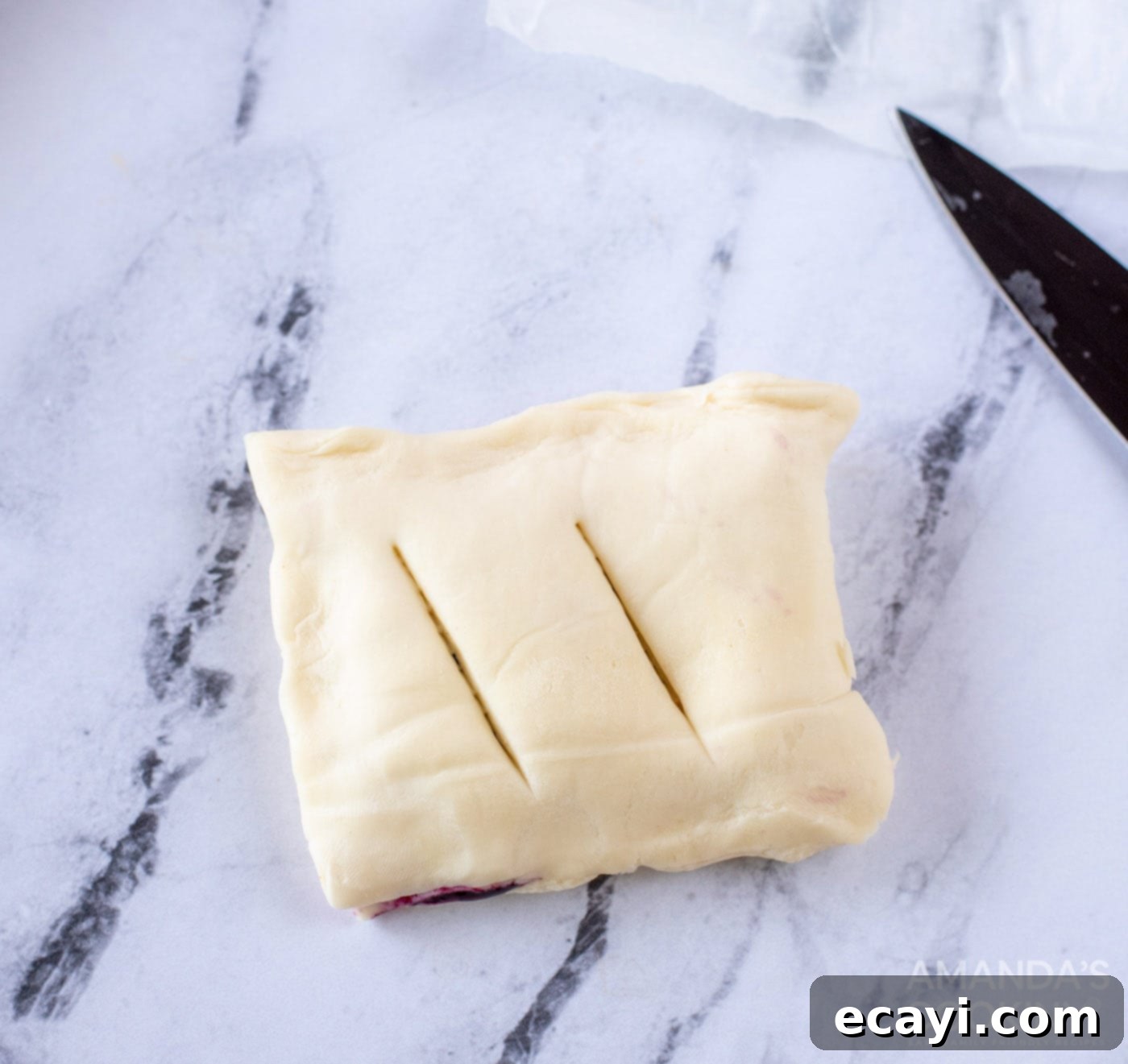 Sunshine Berry Pastry Pockets 8 slits cut on top of pastry