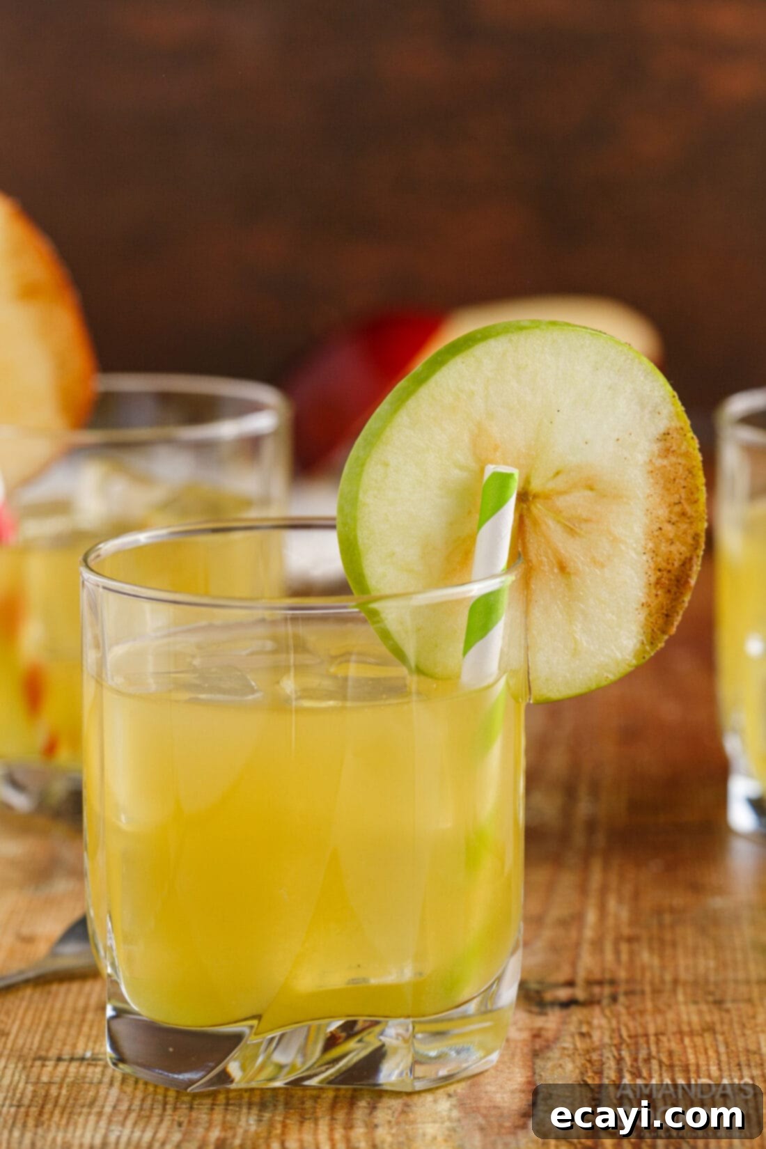 Harvest Spice Apple Elixir 2 Cinnamon Applesauce Cocktail in a rock glass with apple garnish, ready to be enjoyed