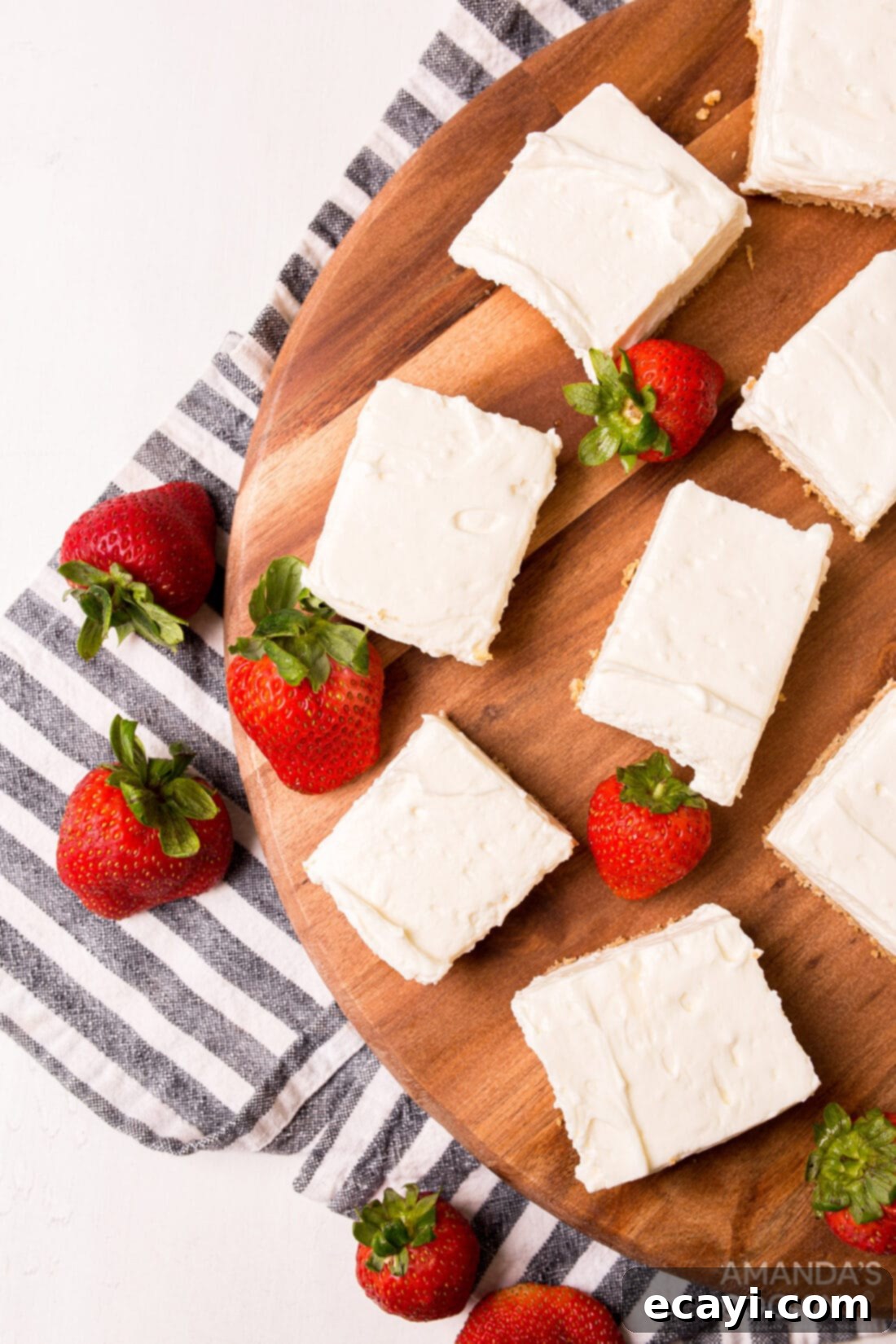 Chilled Cheesecake Squares 10 overhead view of No Bake Cheesecake Bars
