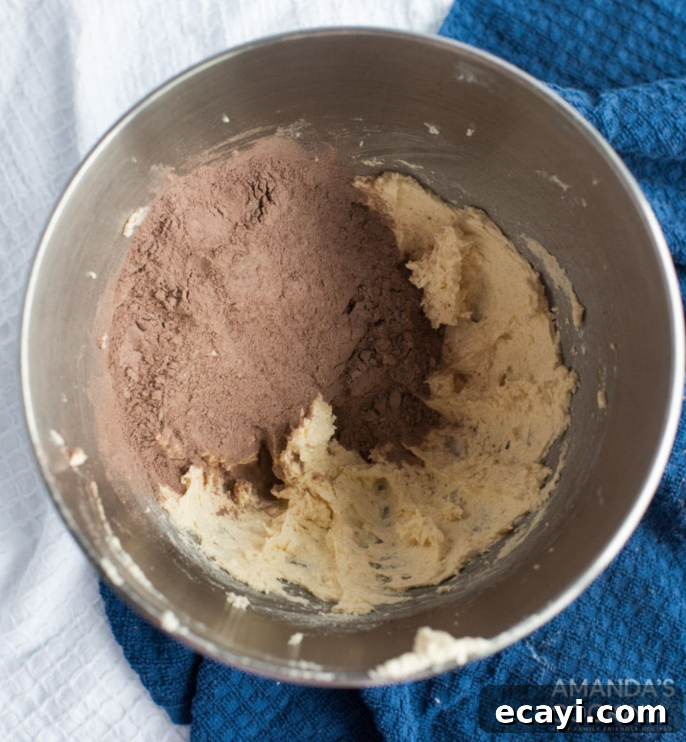 Velvety Chocolate Whoopie Indulgence 8 Adding cocoa and flour mixture to the wet ingredients for chocolate whoopie pie batter.