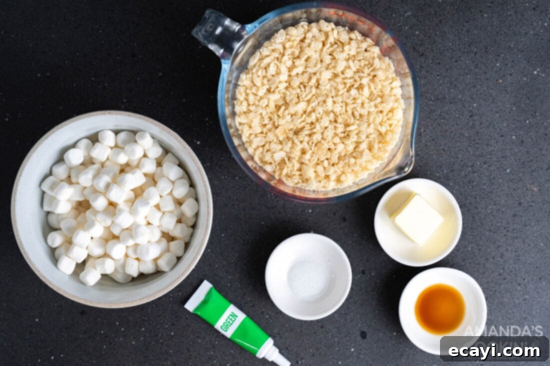Franken-Crispy Treats 4 ingredients for Frankenstein Rice Krispie Treats
