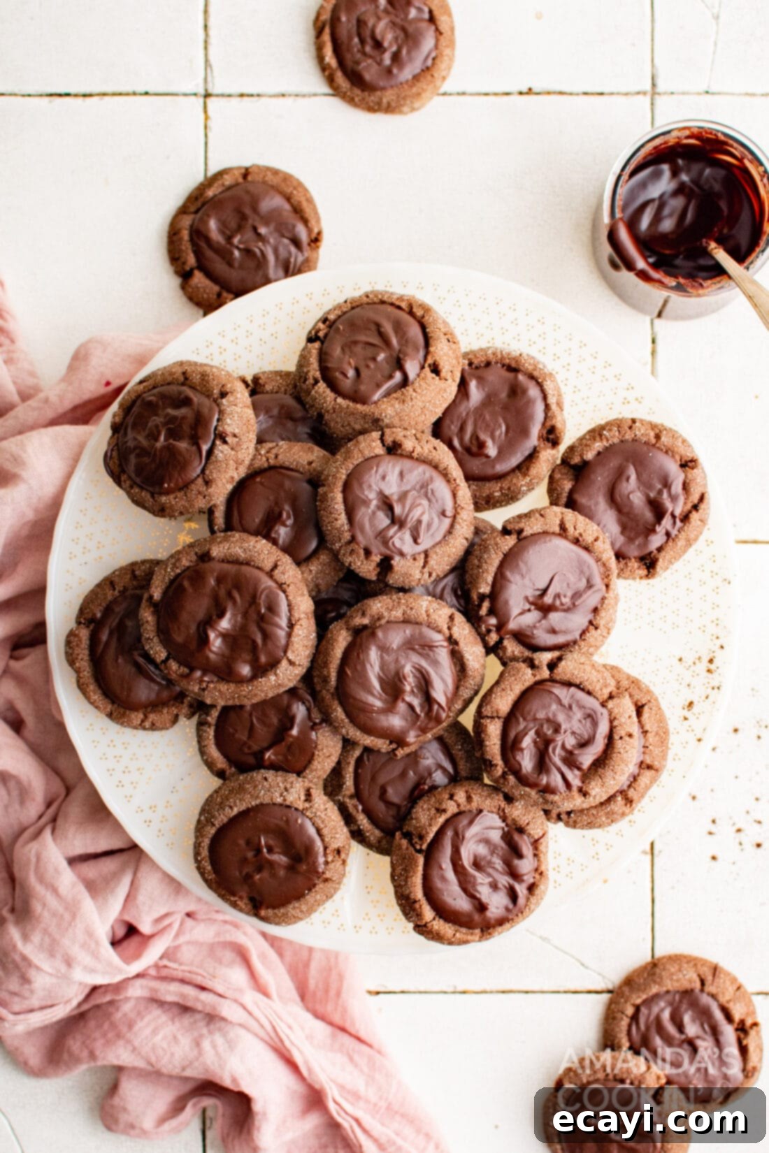 Irresistible Chocolate Thumbprint Delights 2 plate of Chocolate Thumbprint Cookies