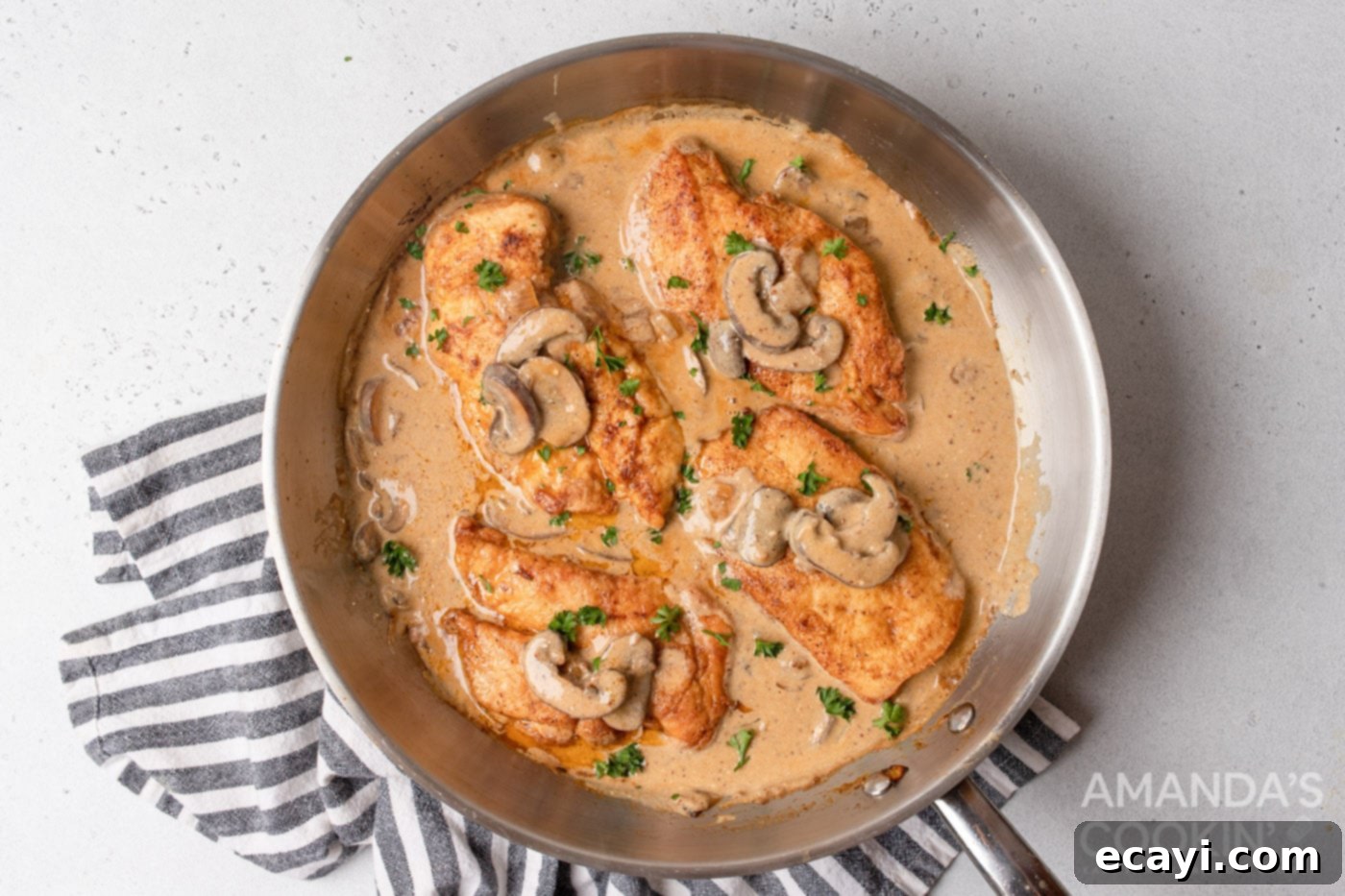 Creamy Chicken Stroganoff 11 chicken stroganoff in a skillet