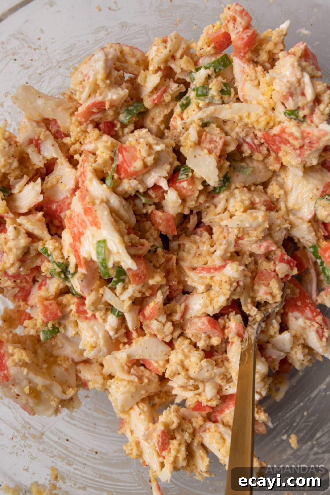 Crispy Air Fryer Crab Cakes 6 crab cake mixture in a bowl