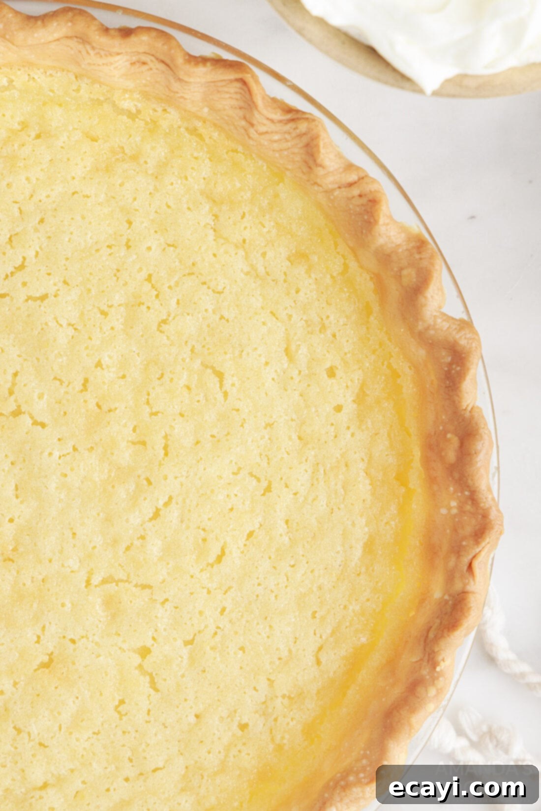 Down-Home Southern Buttermilk Pie 3 overhead view of Southern Buttermilk Pie