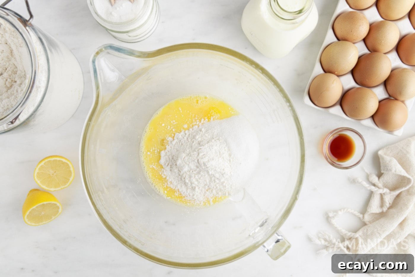 Down-Home Southern Buttermilk Pie 5 sugar, flour, and egg in a mixing bowl
