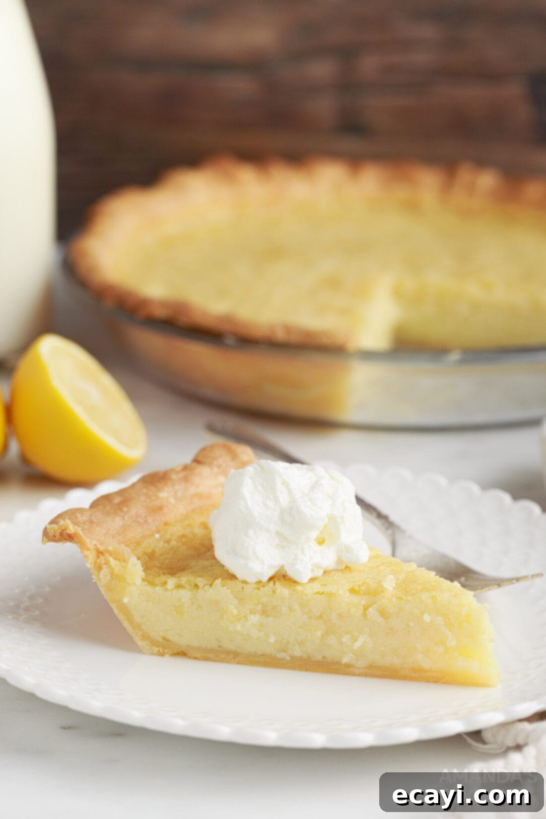 Down-Home Southern Buttermilk Pie 9 slice of Southern Buttermilk Pie with whipped cream