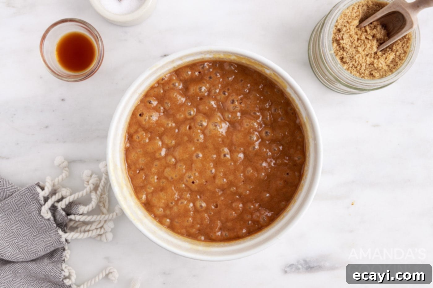 Microwave's Golden Delight 6 Smooth, glossy caramel mixture in a bowl after cooking