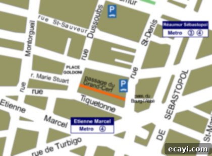 Map: Locating Passage du Grand Cerf in Paris Detailed map showing the location of Passage du Grand Cerf in Paris