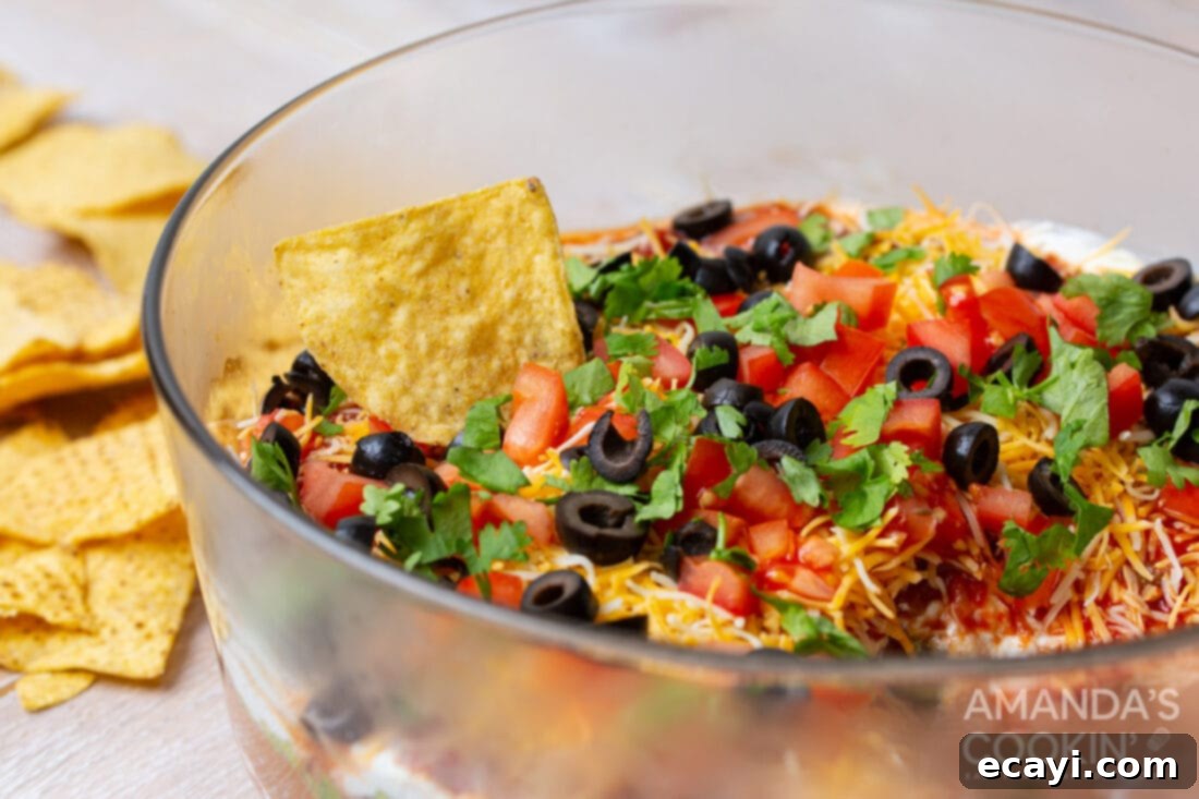 Ultimate Seven Layer Taco Dip 10 7 Layer Taco Dip in a dish