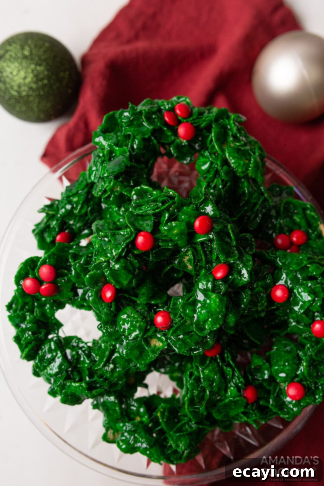 Homemade Cornflake Christmas Wreaths 3 plate of Cornflake Christmas Wreath Cookies