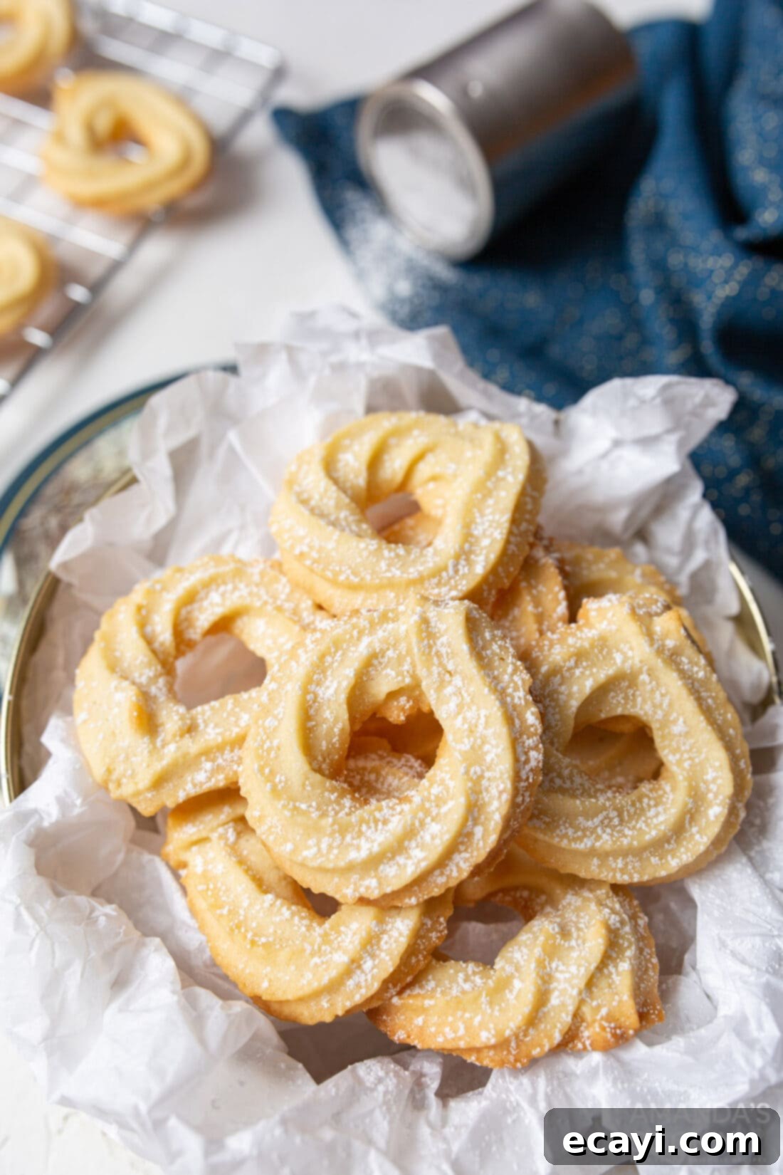 Buttery Danish Cookie Perfection 2 plate of Danish Butter Cookies arranged in beautiful swirls
