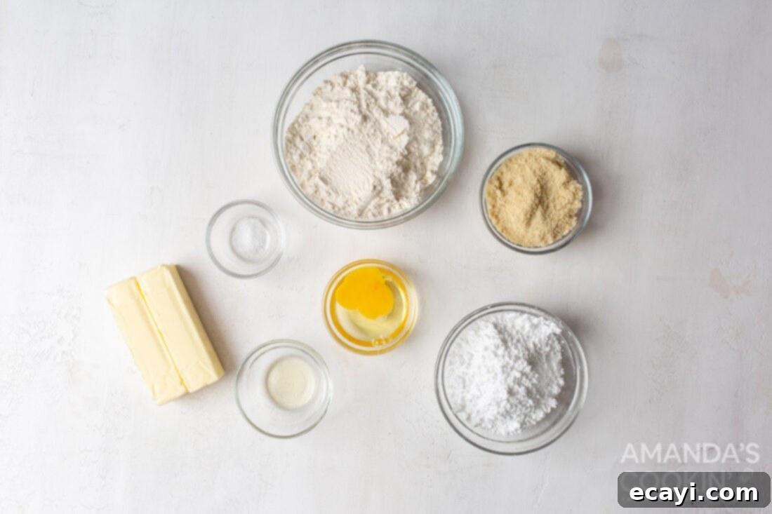 Buttery Danish Cookie Perfection 4 ingredients laid out for making Swedish Butter Cookies