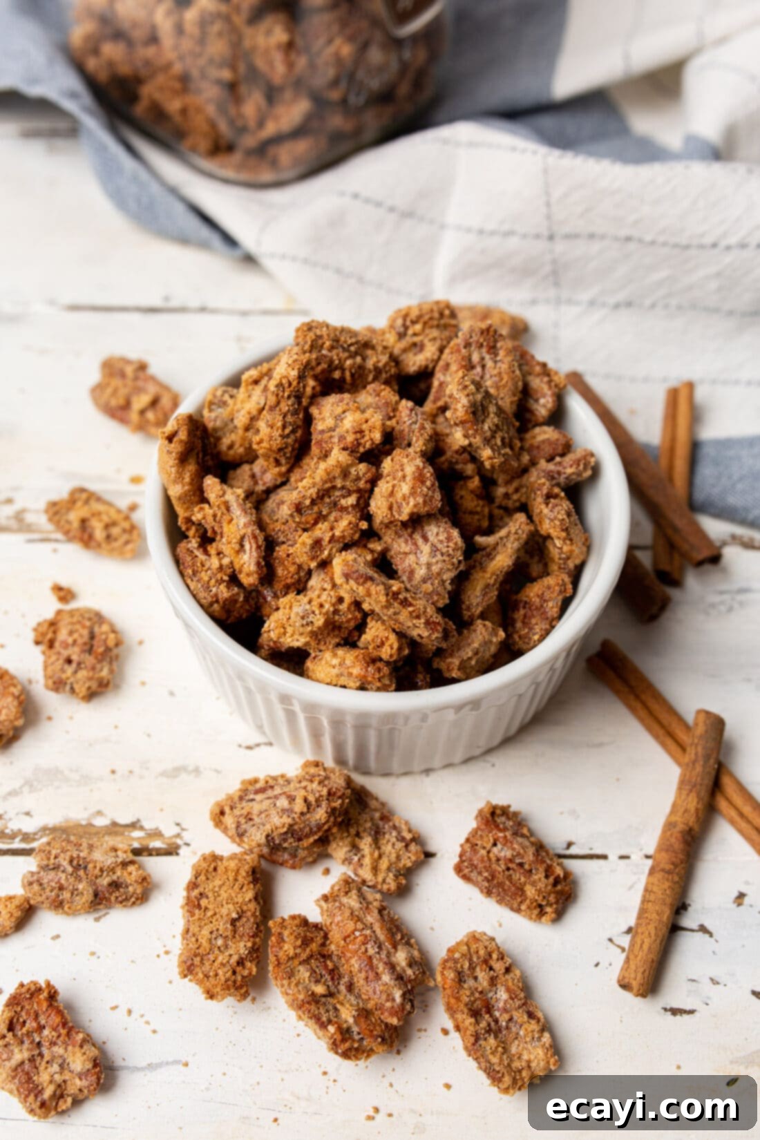 Sweet Pecan Delights 3 Bowl brimming with freshly baked candied pecans, ready to be enjoyed