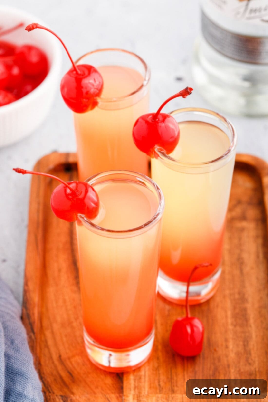 Pineapple Cake Flip Shot 8 overhead view of Pineapple Upside Down Cake Shots