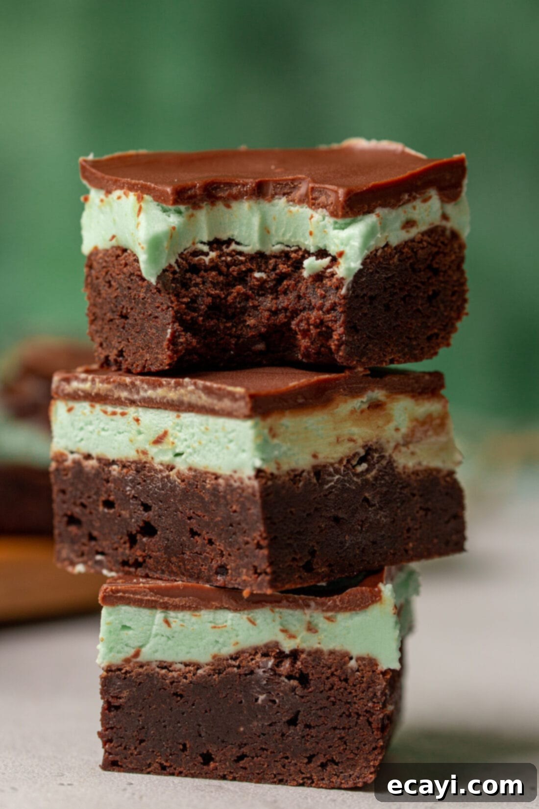 Decadent Mint Chocolate Brownies 2 stack of Chocolate Mint Brownies