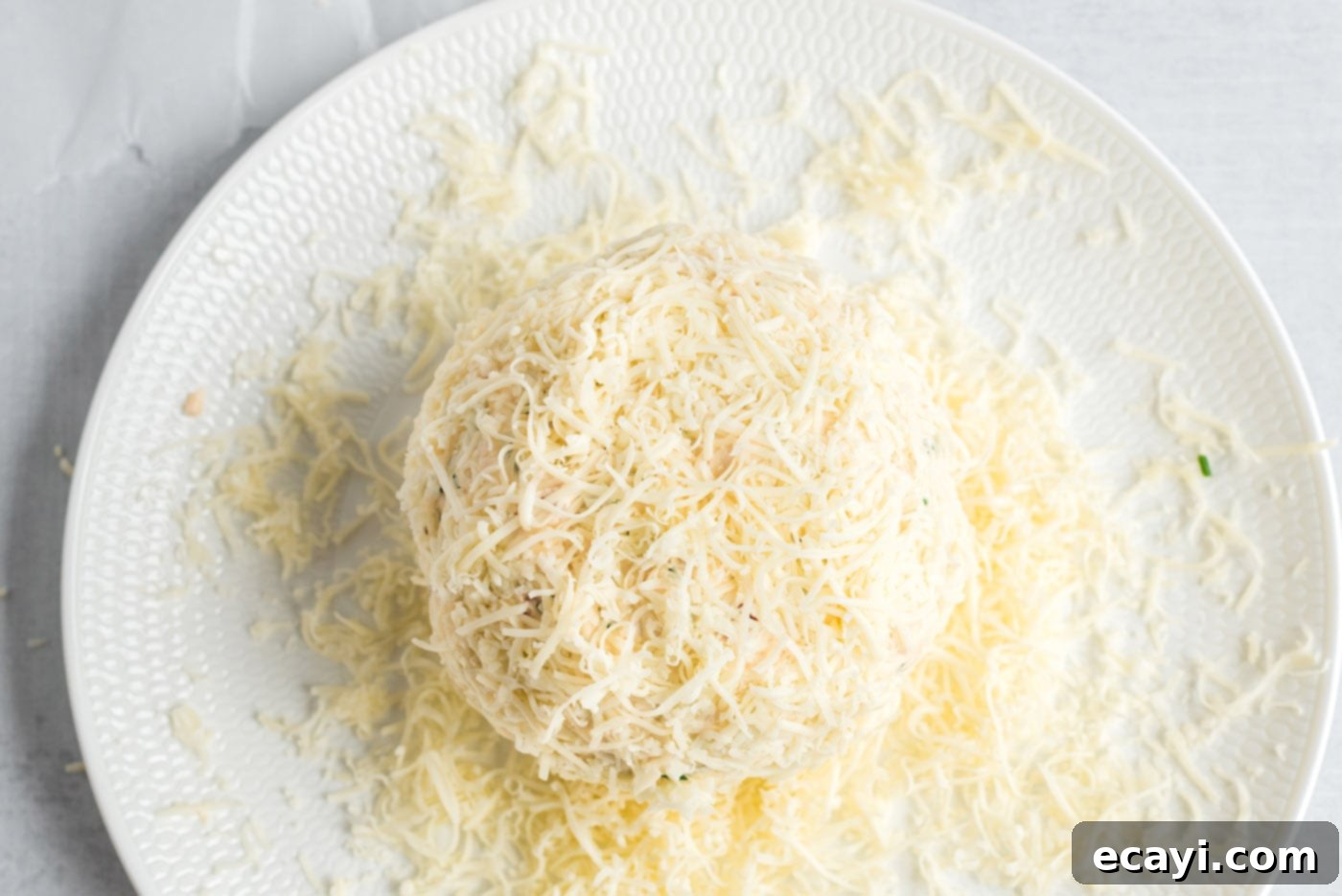 Jolly Snowman Cheeseball 8 mozzarella cheese on gouda cheeseball