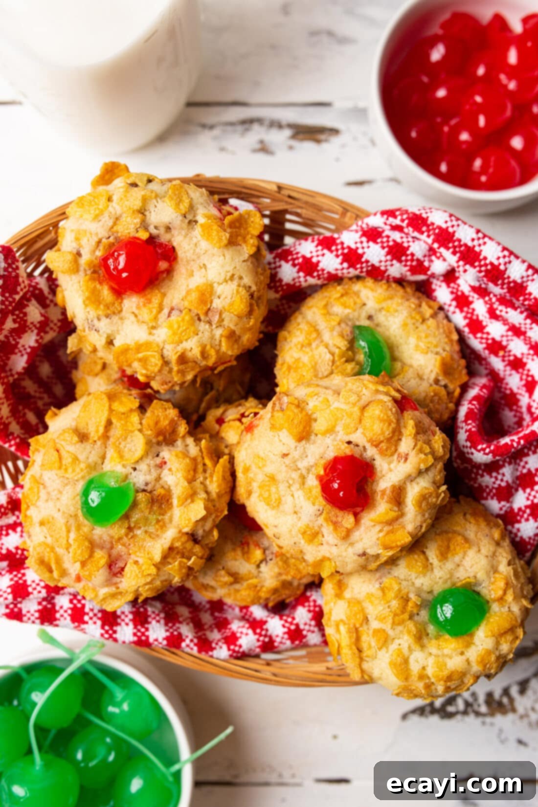 Ruby Cherry Gems 2 Cherry Wink Cookies in a basket