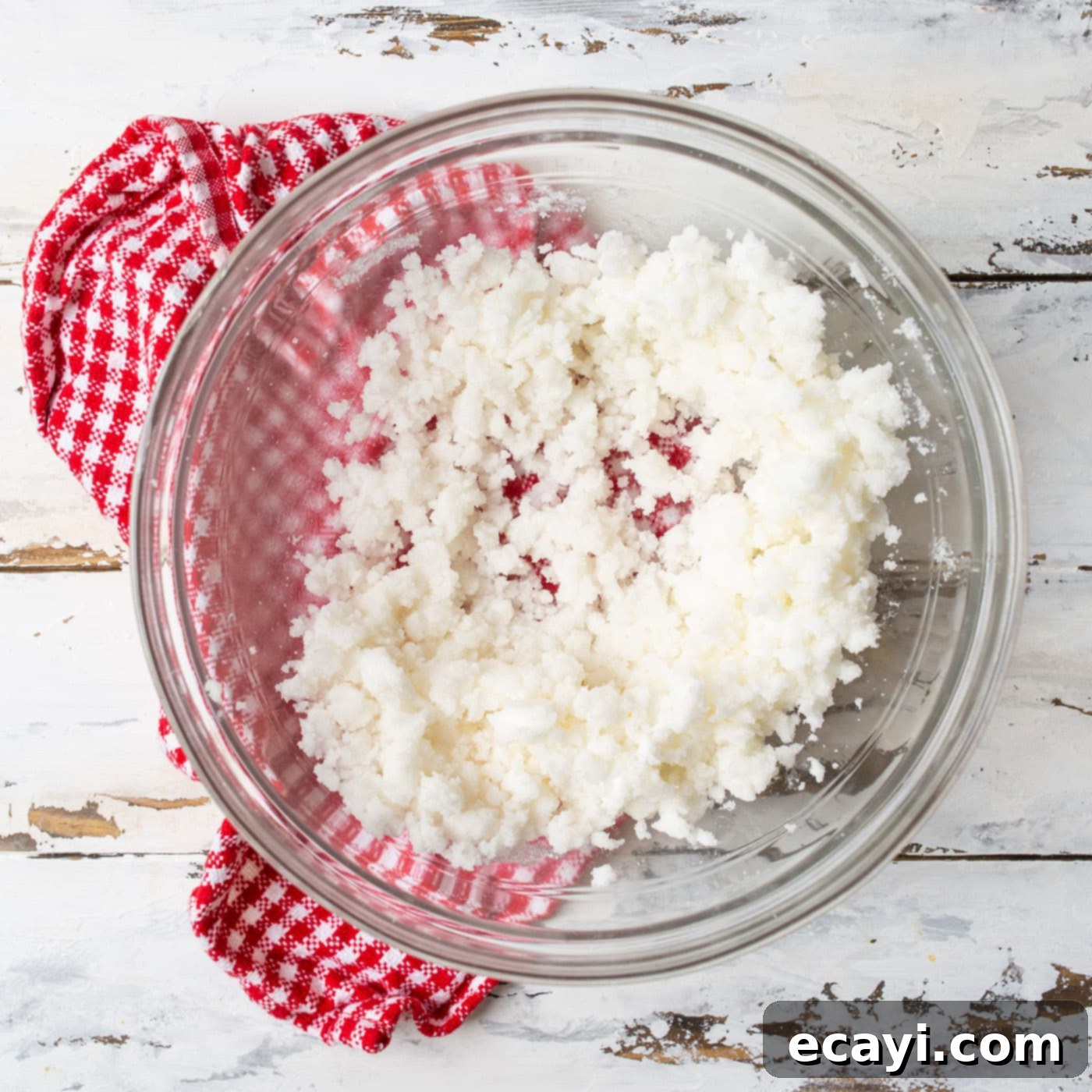 Ruby Cherry Gems 6 shortening and sugar mixture in a bowl
