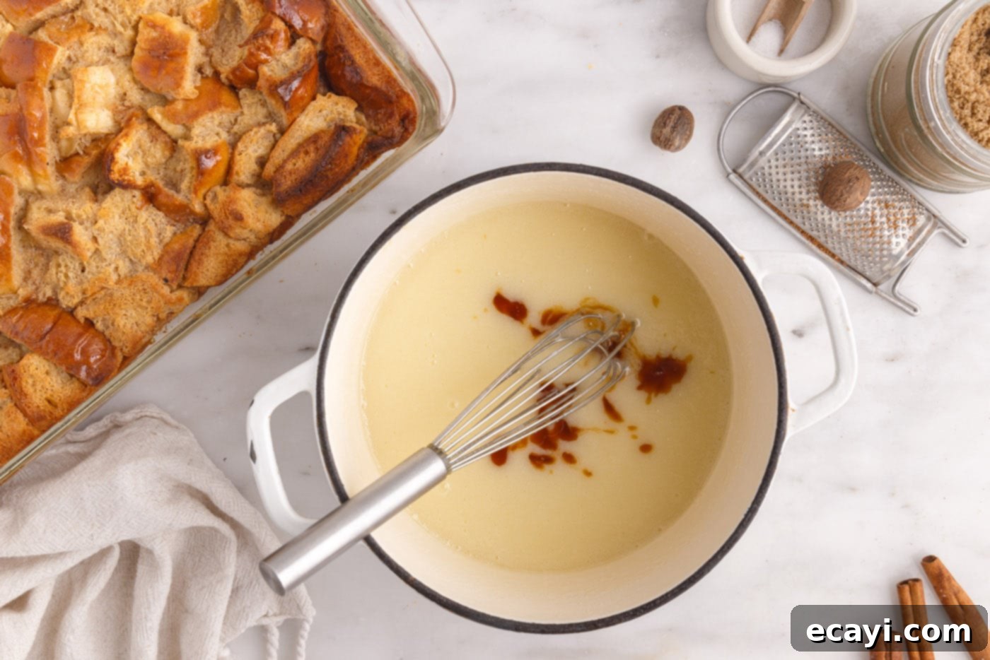 Homemade Bread Pudding Perfection 13 vanilla whisked into cream mixture