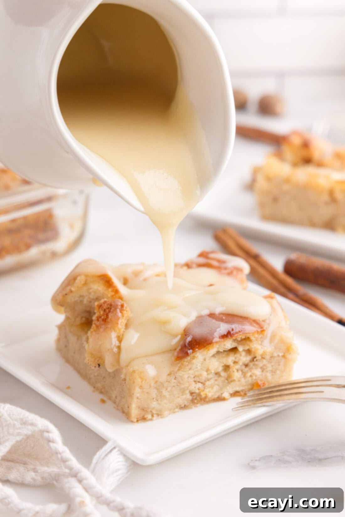 Homemade Bread Pudding Perfection 3 adding custard to Bread Pudding
