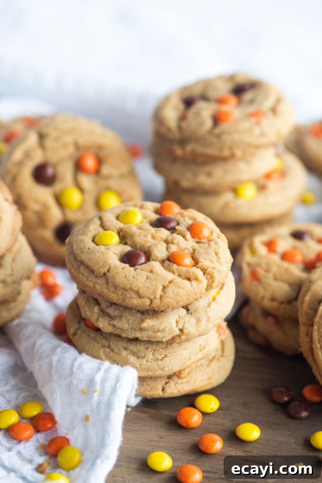Ultimate Reese's Pieces Cookies 2 stack of Reeses Pieces Cookies