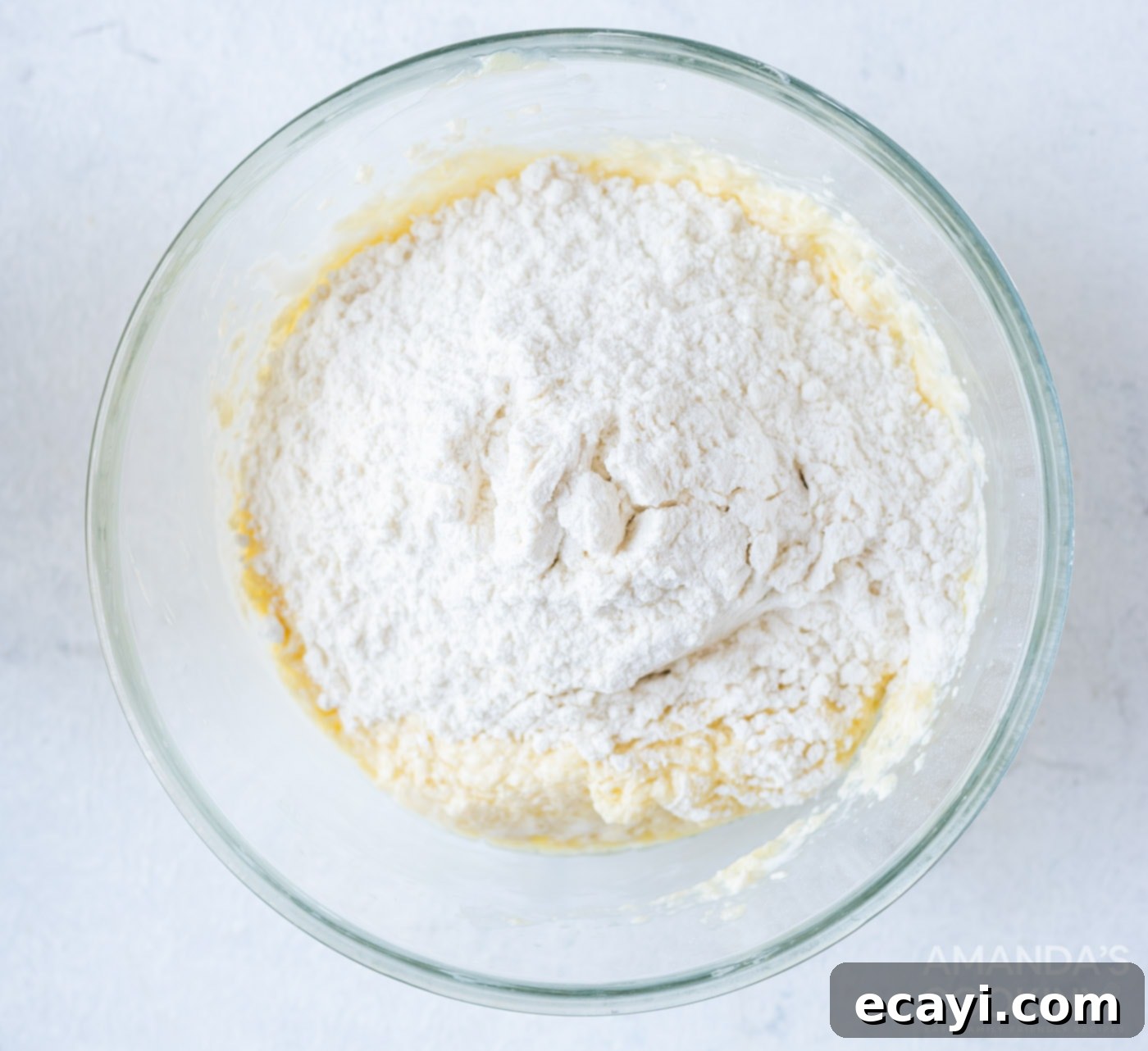 Soft Frosted Lofthouse Cookies 5 Bowl of dry ingredients for Lofthouse cookies.