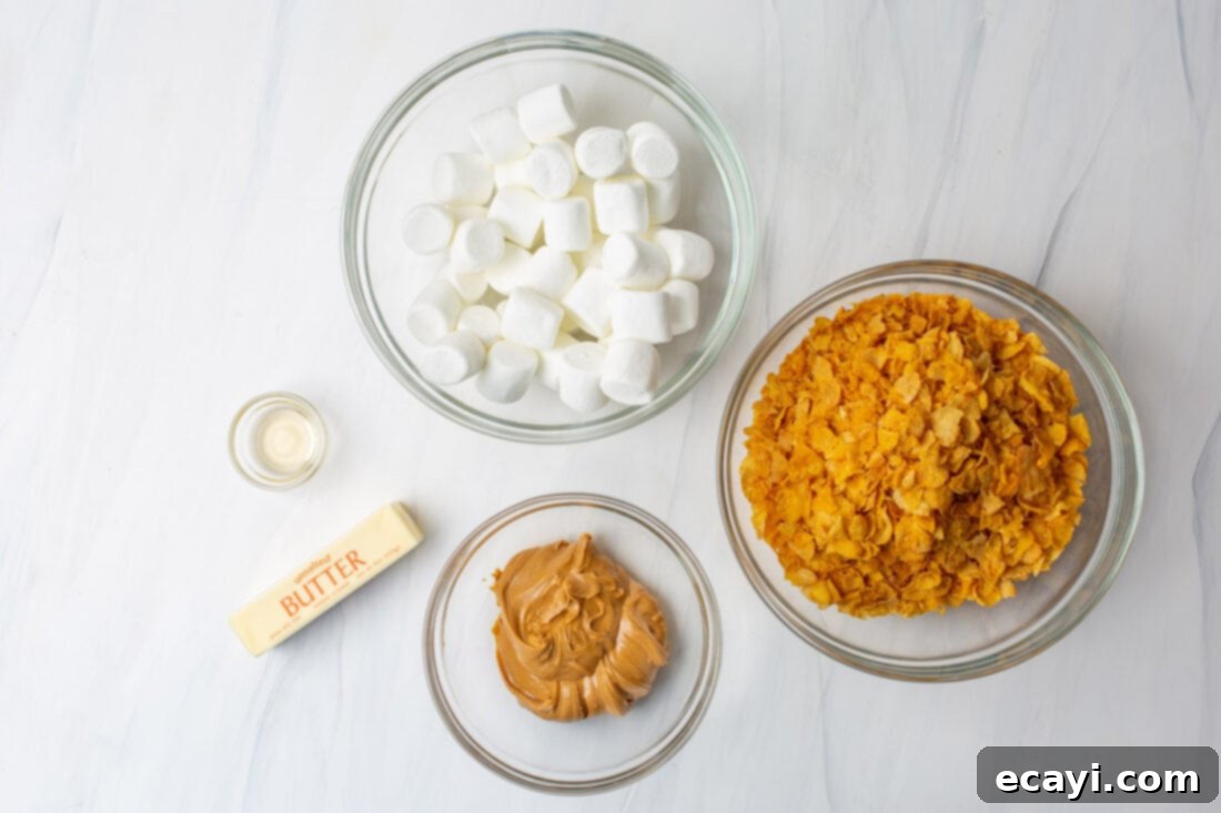 Crunchy Peanut Butter Clusters 4 ingredients for No Bake Cornflake Cookies