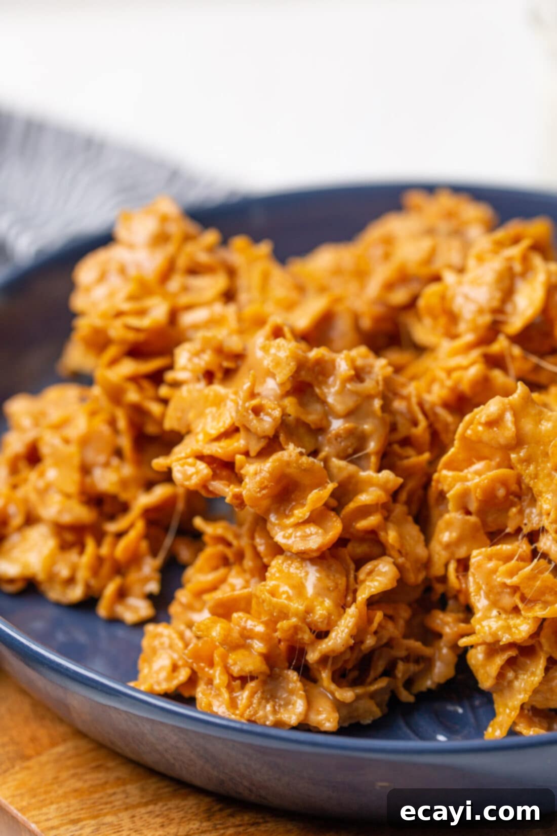 Crunchy Peanut Butter Clusters 9 plate f No Bake Cornflake Cookies