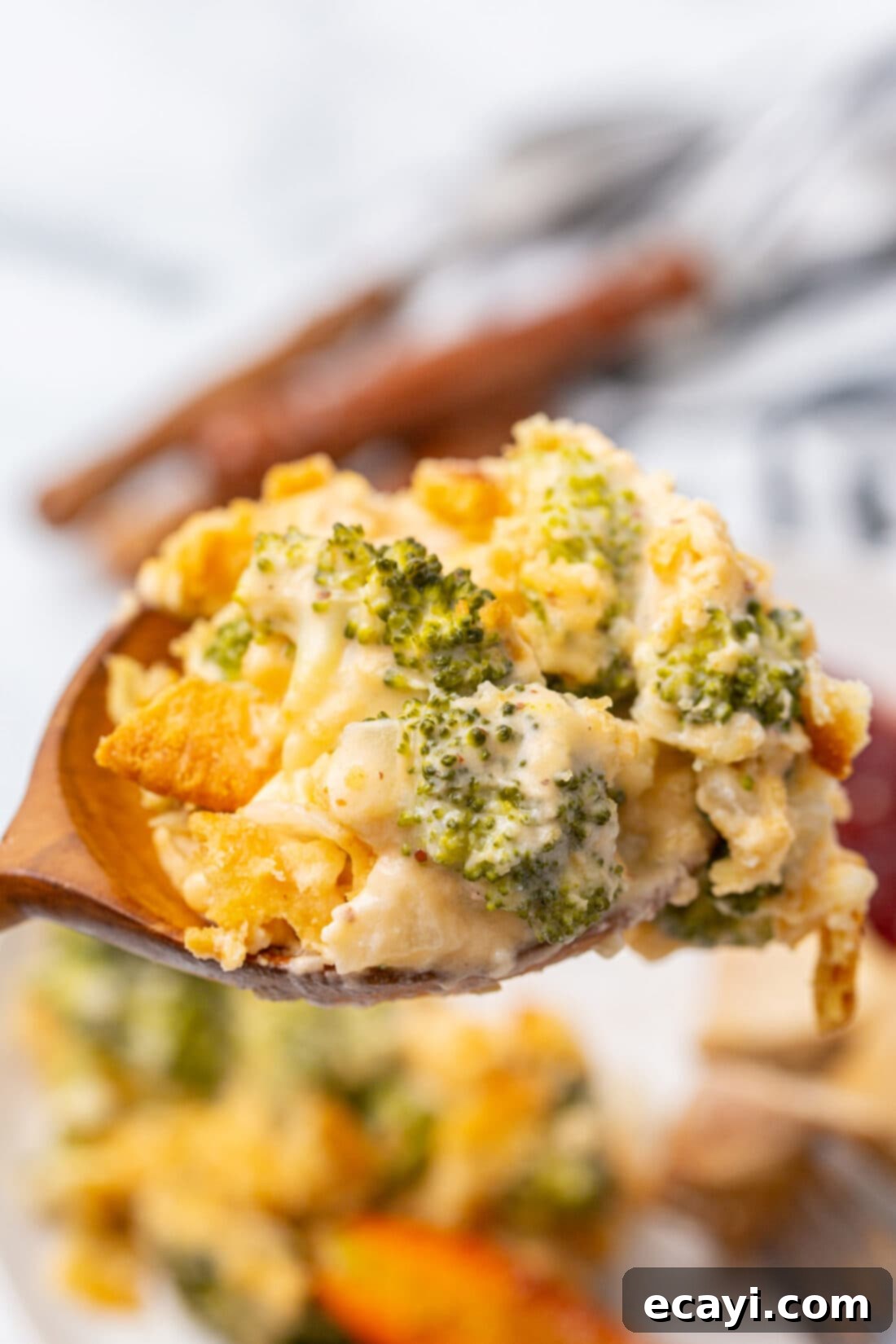 Cheesy Broccoli Bake 12 wooden spoon of Broccoli Casserole