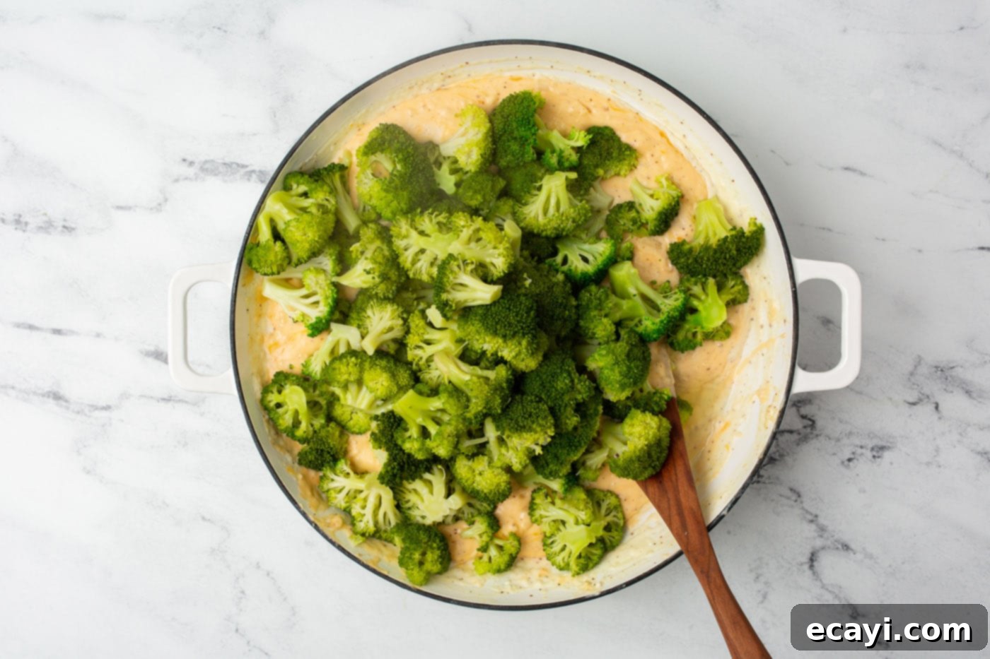 Cheesy Broccoli Bake 9 broccoli florets in a cheddar cheese roux